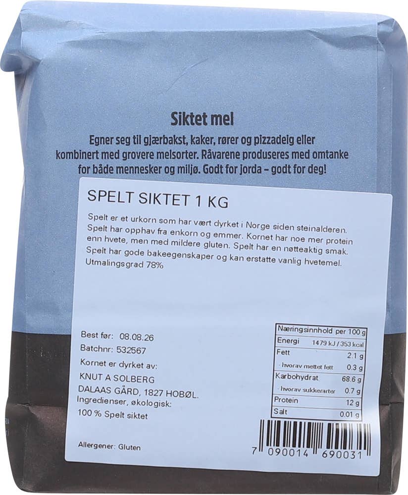 Holli Mølle Økologisk speltmel Siktet