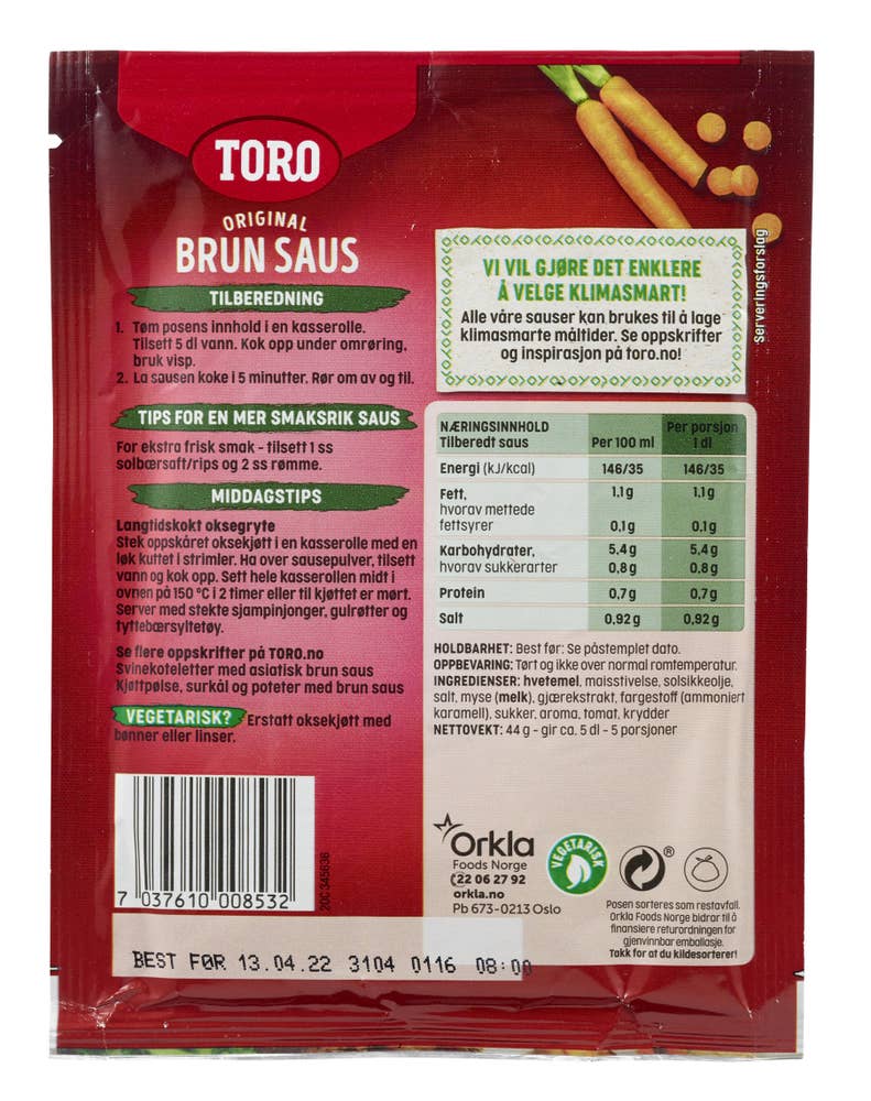 Toro Brun saus uten løk