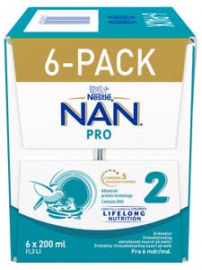 Nestlé Nan NAN pro 2 drikkeklar fra 6 mnd 6x200ml
