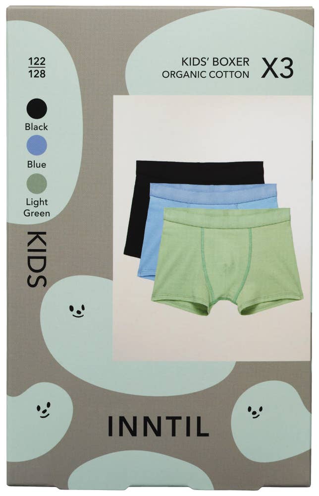 Inntil Bokser Tre farger, barn str. 122-128