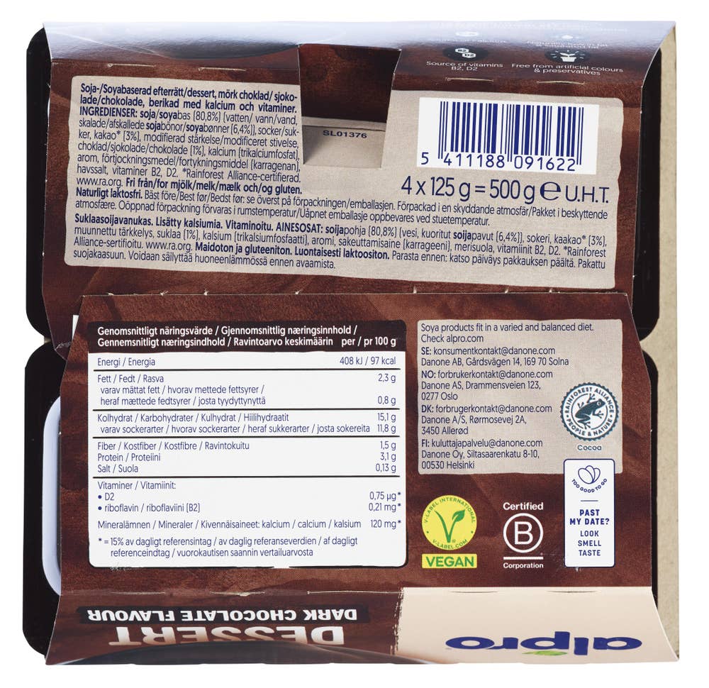 Alpro Soyadessert med mørk sjokolade 4x125 g