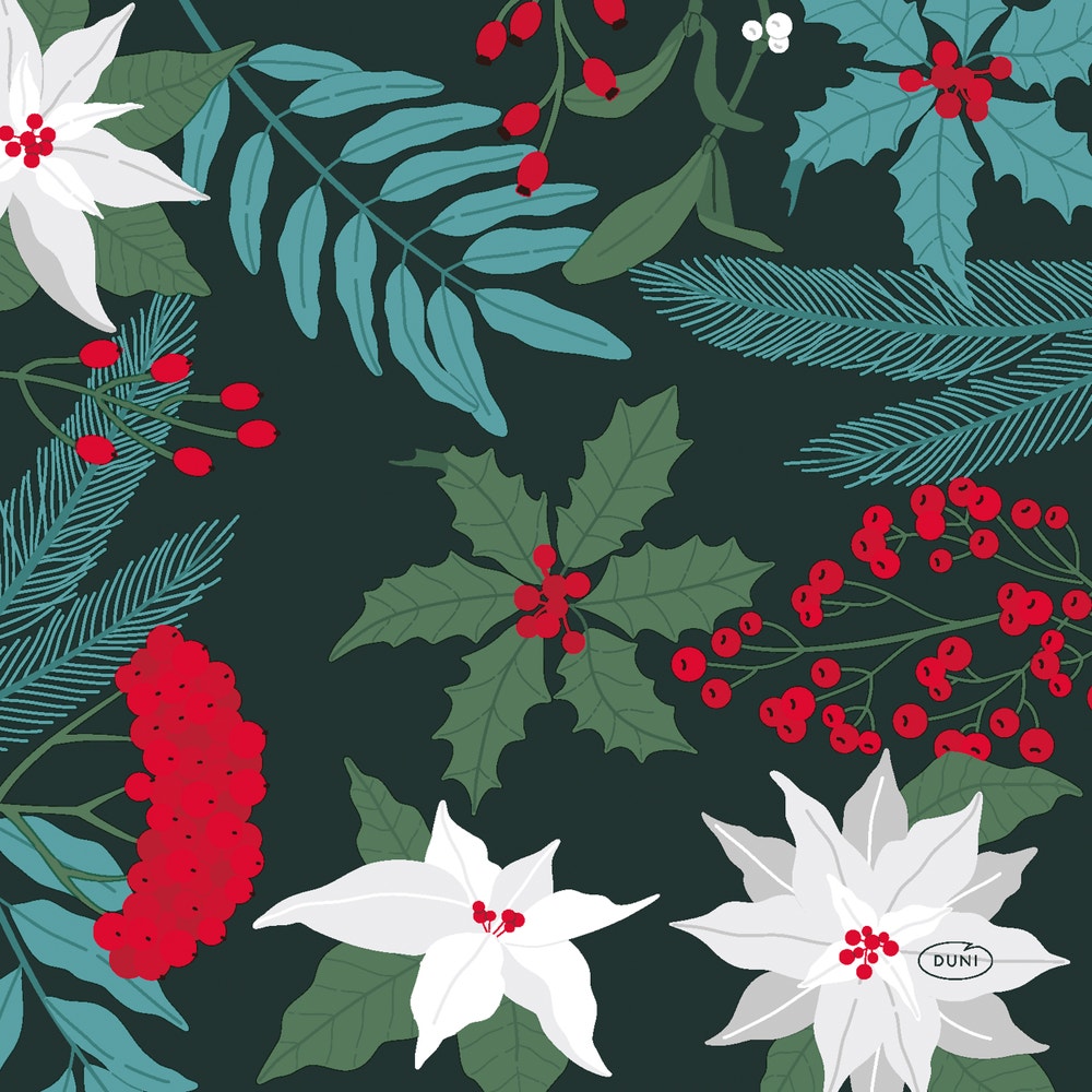 Duni Servietter Xmas Garden 3 lag, 33x33 cm