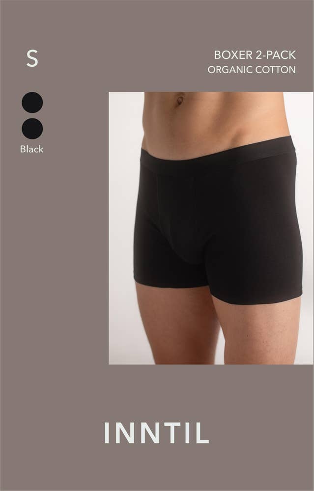 Inntil Bokser i økologisk bomull Sort, Str. S