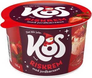 KOS Riskrem Med jordbærsaus