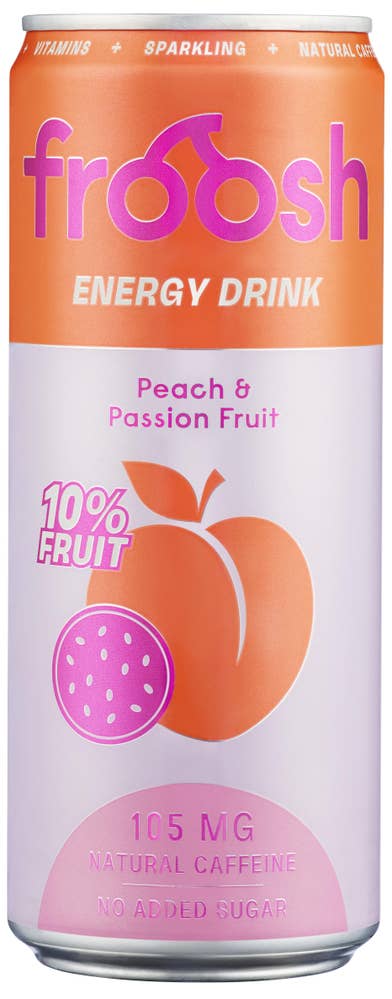Froosh energidrikk fersken og pasjonsfrukt