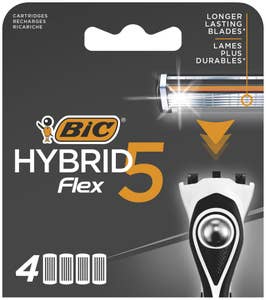 BIC Hybrid 5 Flex-barberblad Refill, 4 stk