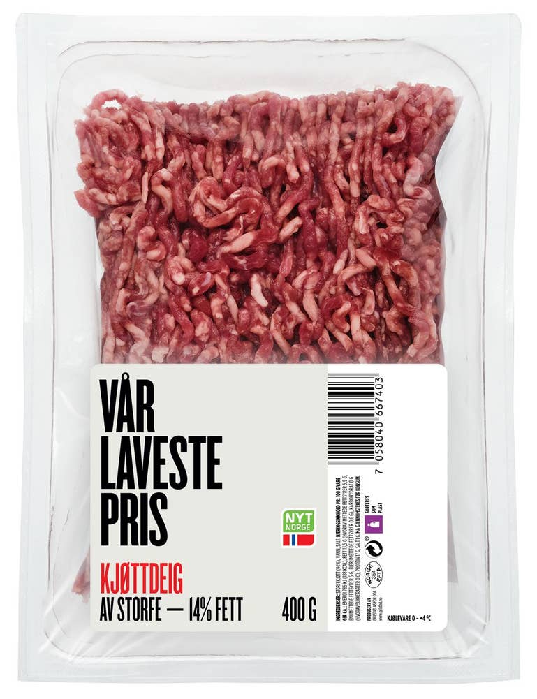 Vår Laveste Pris Kjøttdeig av storfe 14%