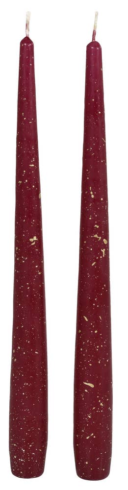 Duni Kronelys med glitter, bordeaux 2 stk