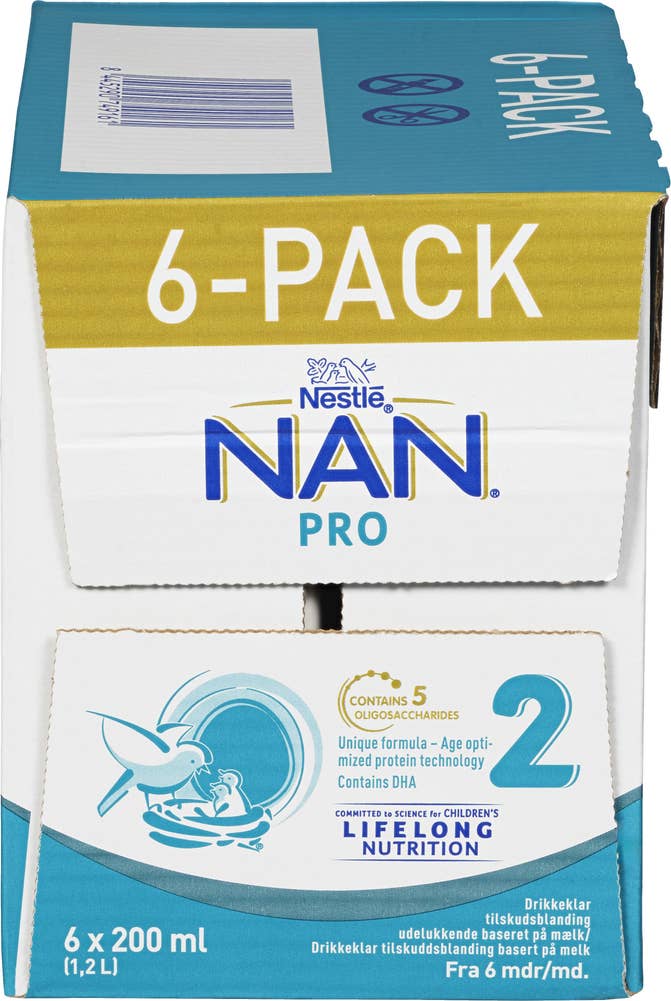 Nestlé Nan NAN pro 2 drikkeklar fra 6 mnd 6x200ml