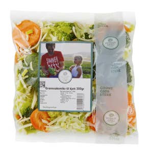 Huseby Gaard KUTTA familiemiks Hodekål, gulrot, brokkoli, purre og sukkererter