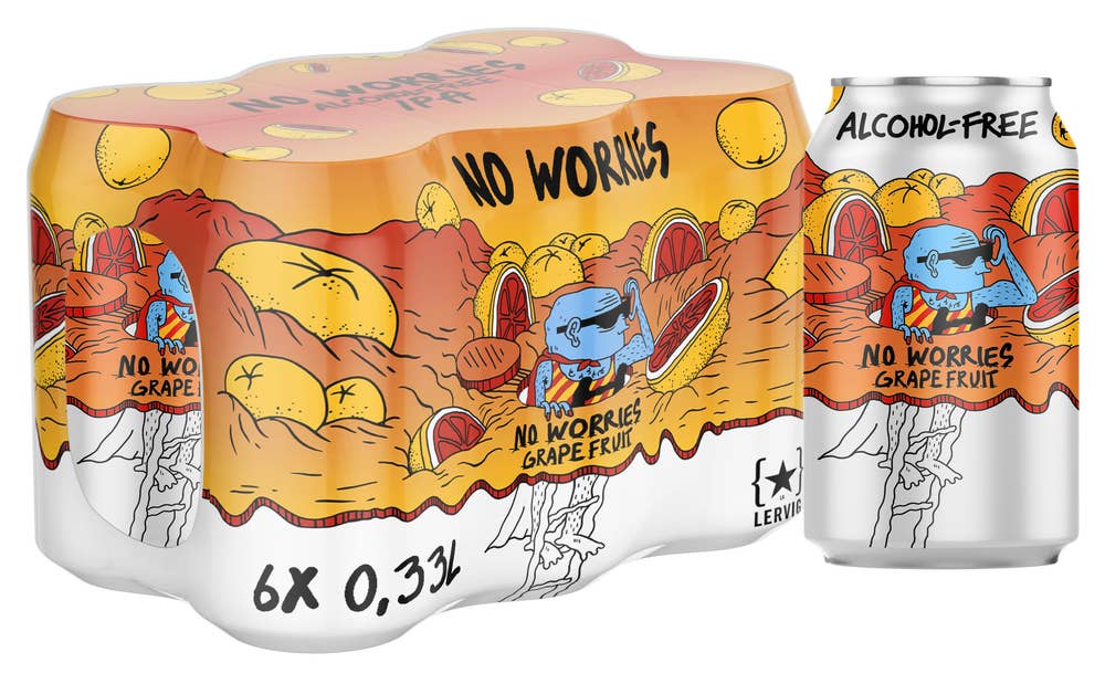 Lervig No Worries Grapefruit Alkoholfri IPA 6 x 0,33L