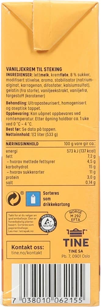 TINE Piano Vaniljekrem Til Gjærbakst