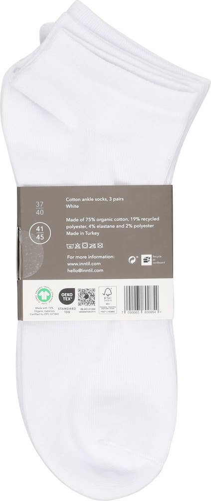 Inntil Ankelsokker i bomull Hvit, str. 41-45