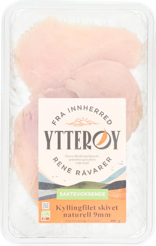 Ytterøy Naturell kyllingfilet i tynne skiver Saktevoksende kylling