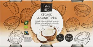 True Life Økologisk kokosmelk 18%, 3x400ml