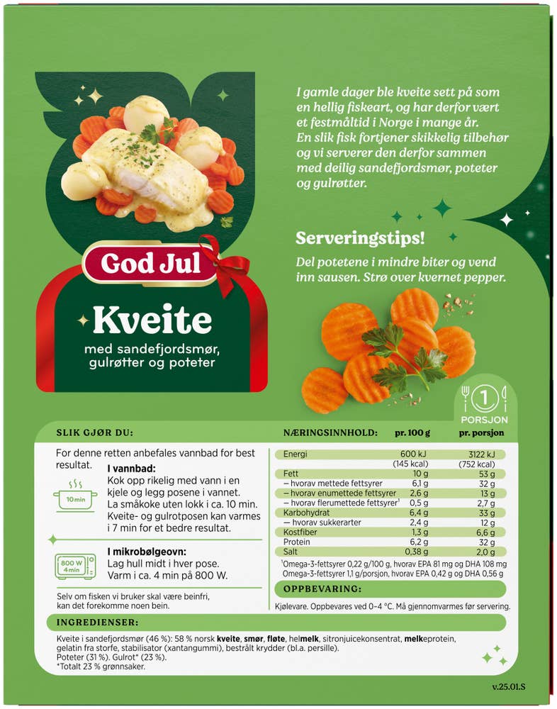 Fjordland Kveite med Sandefjordsmør, gulrøtter og poteter