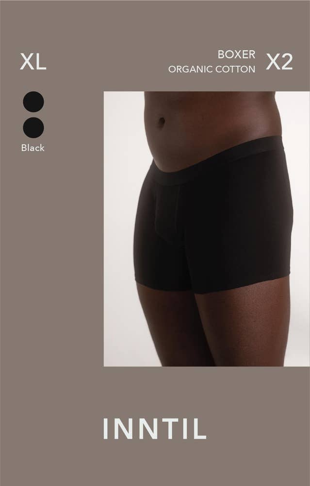 Inntil Bokser i økologisk bomull Sort, str. XL