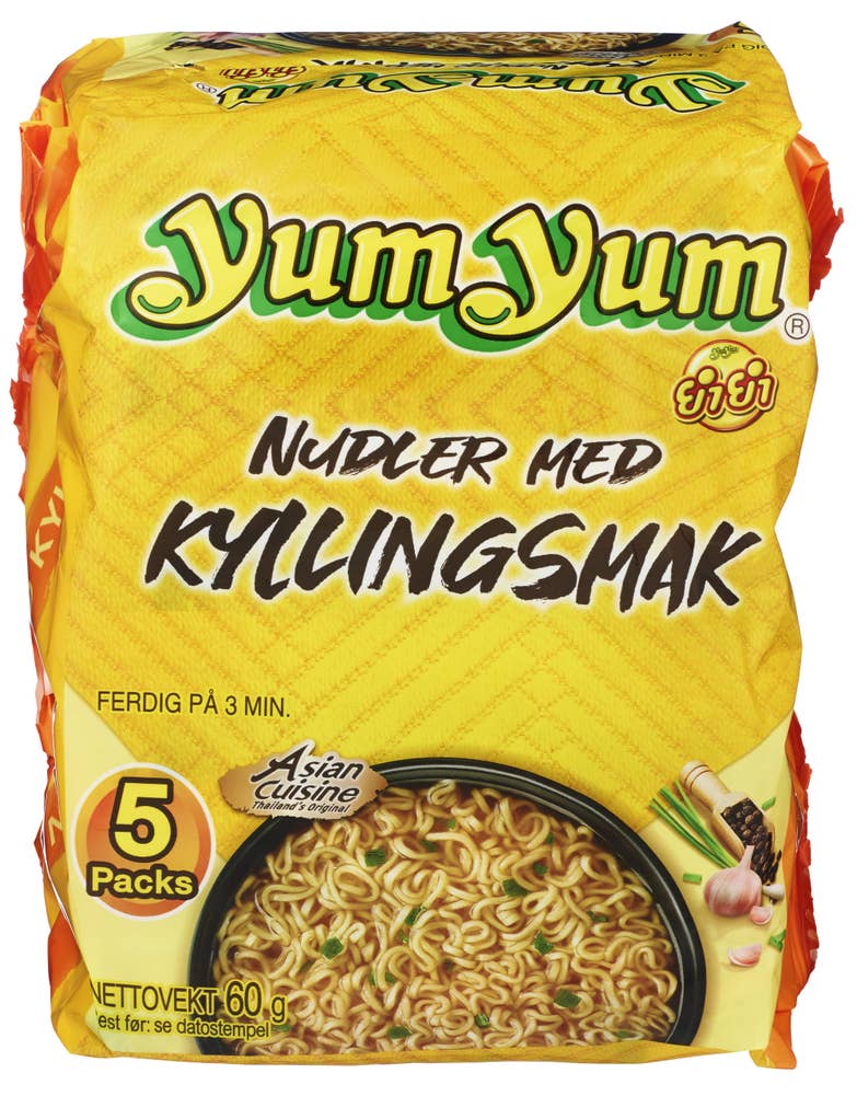 Yum Yum Nudler med kyllingsmak 5 x 60g