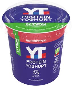 TINE YT proteinyoghurt Bringebær