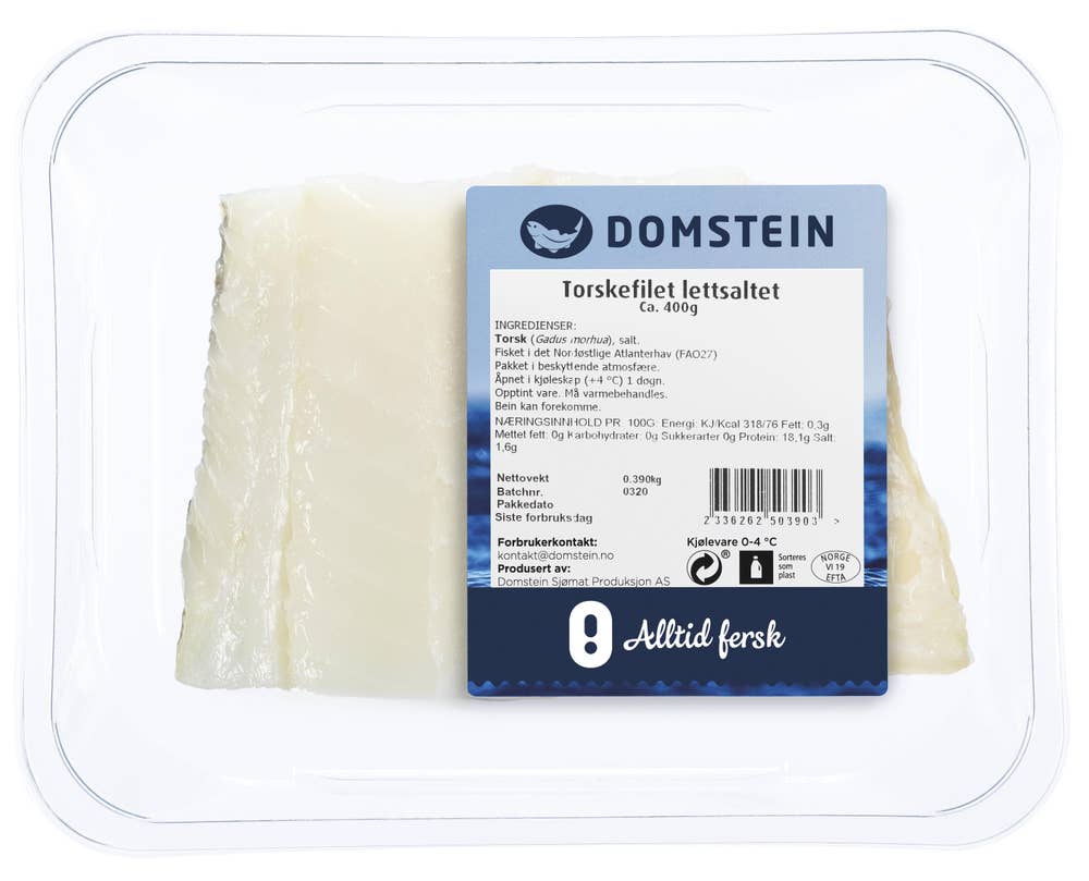 Domstein Torskefilet med skinn Lettsaltet, villfisk