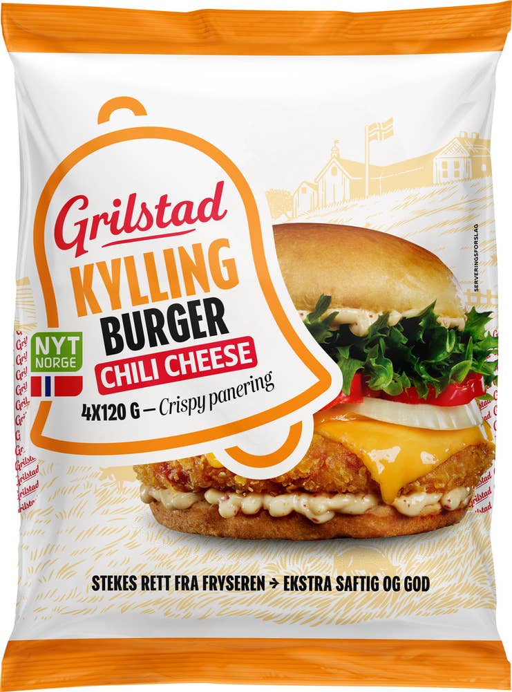 Grilstad Kyllingburger Chili Cheese 4 stk