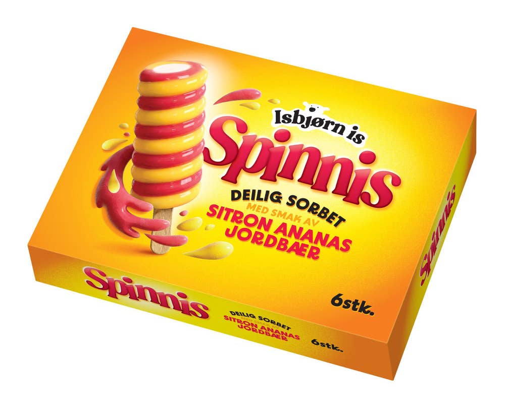 Isbjørn Is Spinnis sitron, ananas og jordbær 6-pk