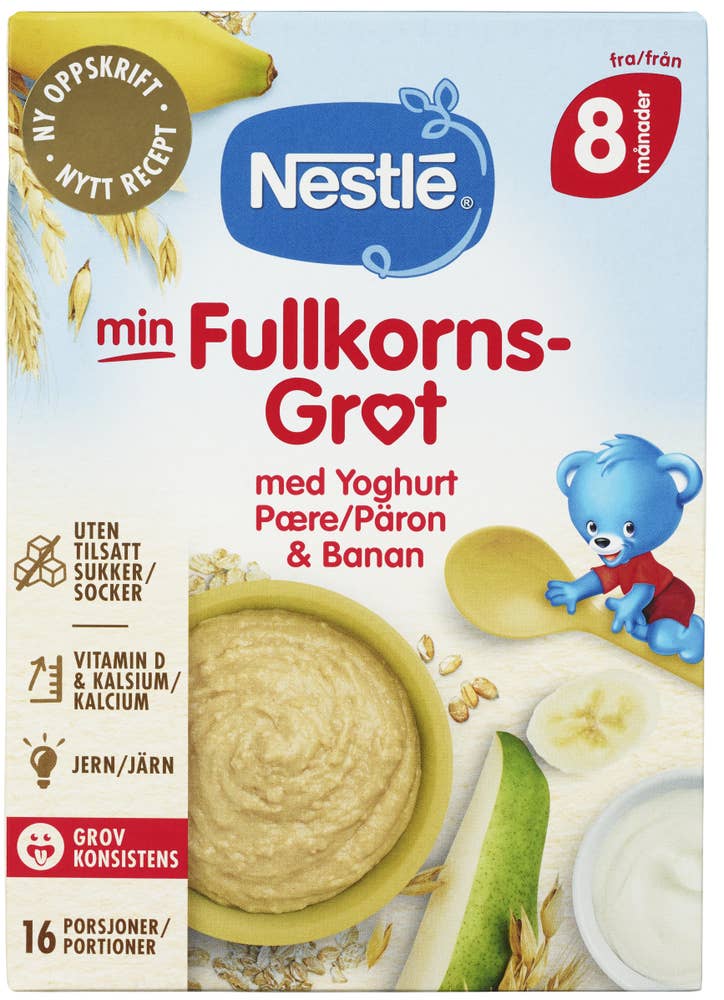 Nestlé Min Fullkornsgrøt Yoghurt, pære og banan Fra 8 mnd