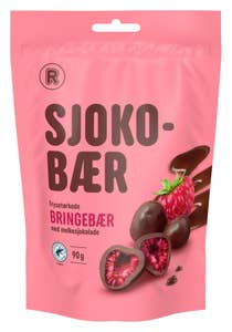R Sjokobær Bringebær med melkesjokolade