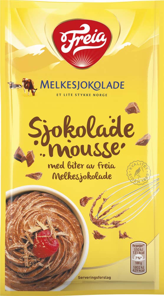 FREIA Sjokolademousse Med biter av Freia melkesjokolade