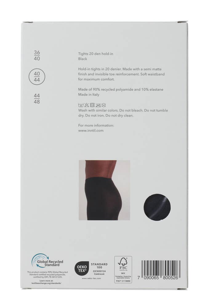 Inntil Strømpebukse Hold-In 20 DEN Sort, str. 40-44, semi-matt