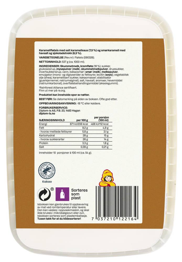 Diplom-is Karamellfløteis Dobbel salt karamell