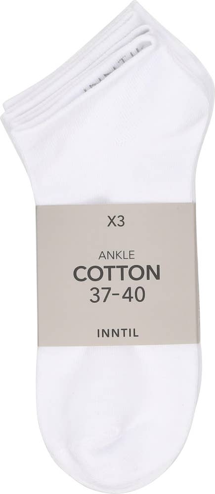 Inntil Ankelsokker i bomull Hvit, Str. 37-40