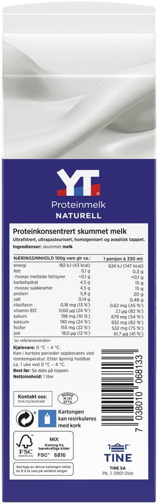 TINE YT proteinmelk Naturell