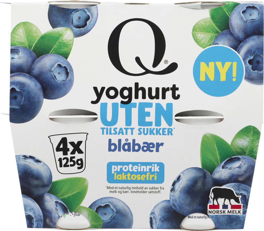 Q Yoghurt blåbær Uten tilsatt sukker, laktosefri