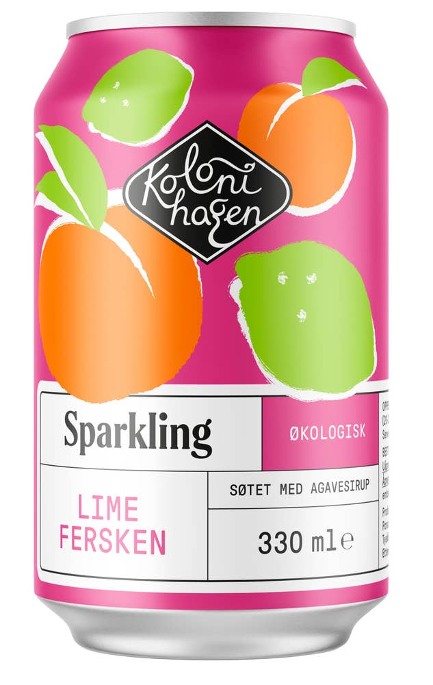 Økologisk Sparkling lime og fersken 330 ml