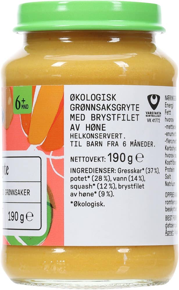 Kolonihagen Hønsegryte med grønnsaker Fra 6 mnd