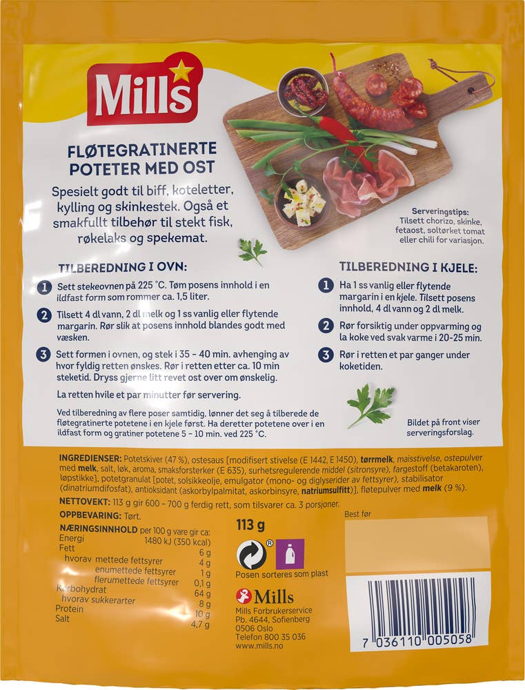 Mills Gratinerte poteter med ost
