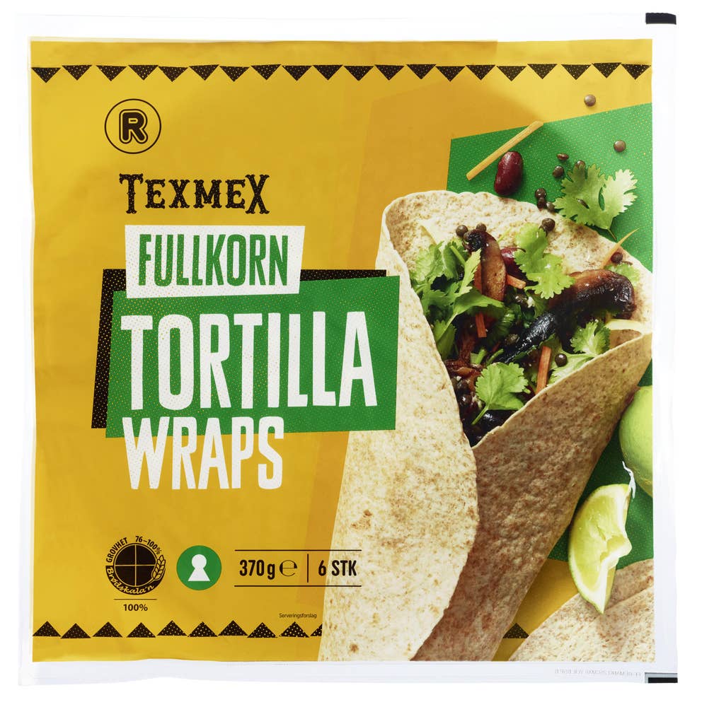 R Tortilla fullkorn Large 6stk, 25cm