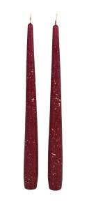 Duni Kronelys med glitter, bordeaux 2 stk