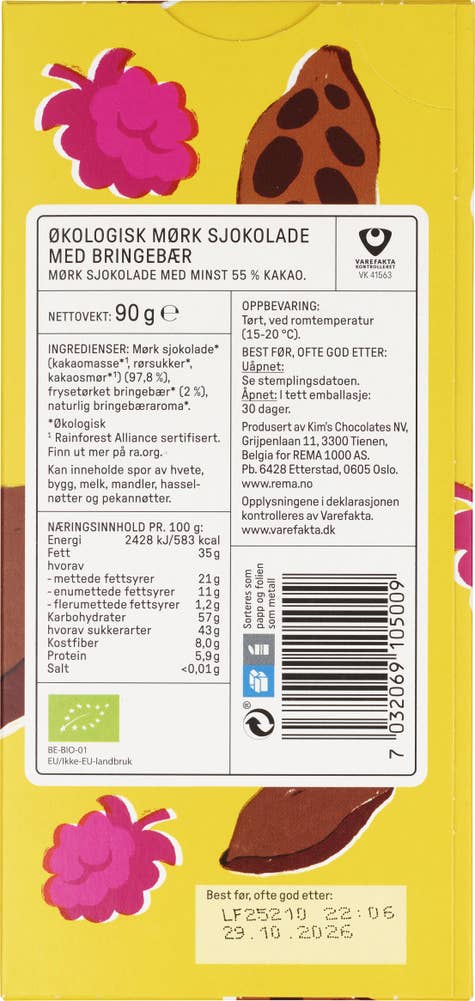 Kolonihagen Mørk sjokolade med bringebær