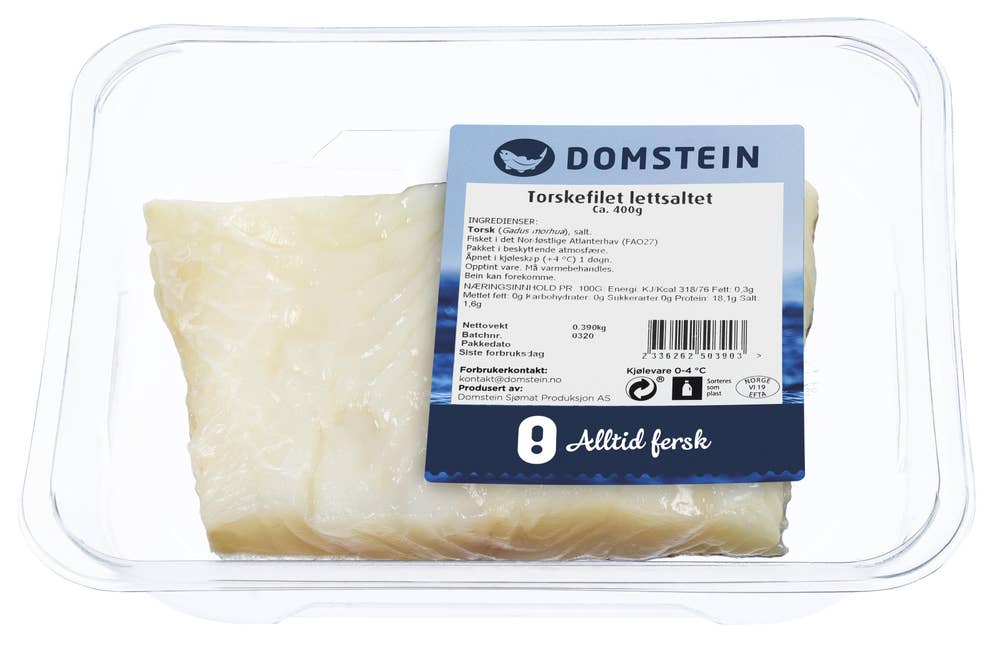 Domstein Torskefilet med skinn Lettsaltet, villfisk