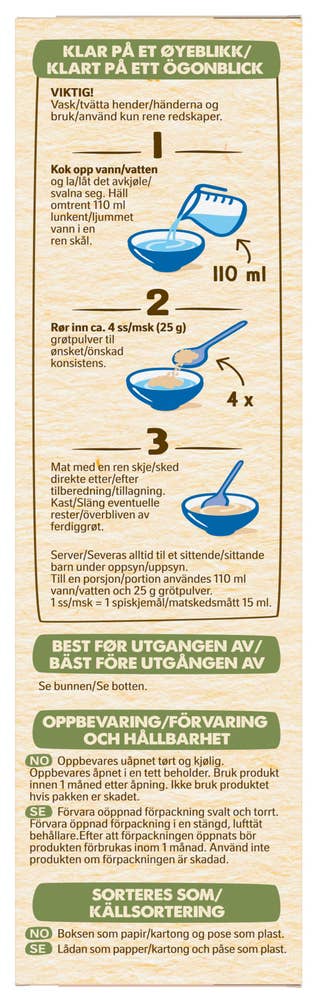 Min Fullkornsgrøt med eple og røde bær Fra 1 år