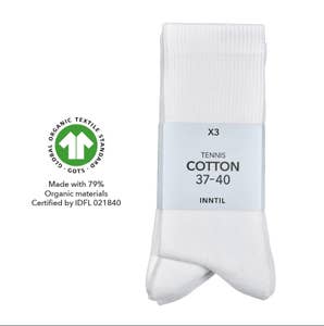 Inntil Tennissokker Hvit, str 37-40, 3 par