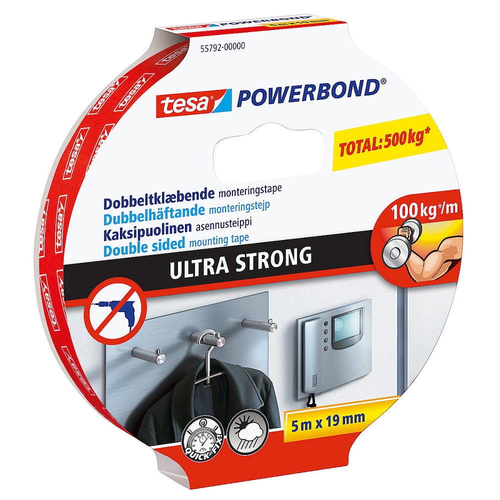 Dobbeltheftende Teip Sterk