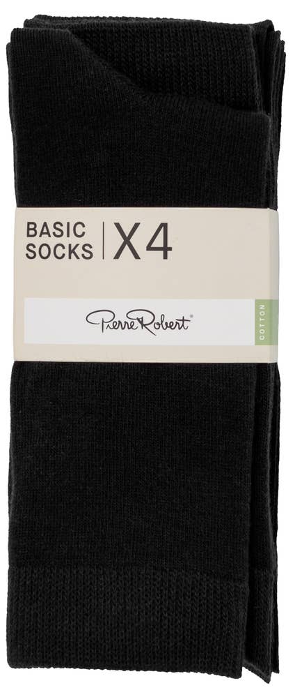 PR¤Pierre Robert 4x Bomullsokker, Sort, 37-40