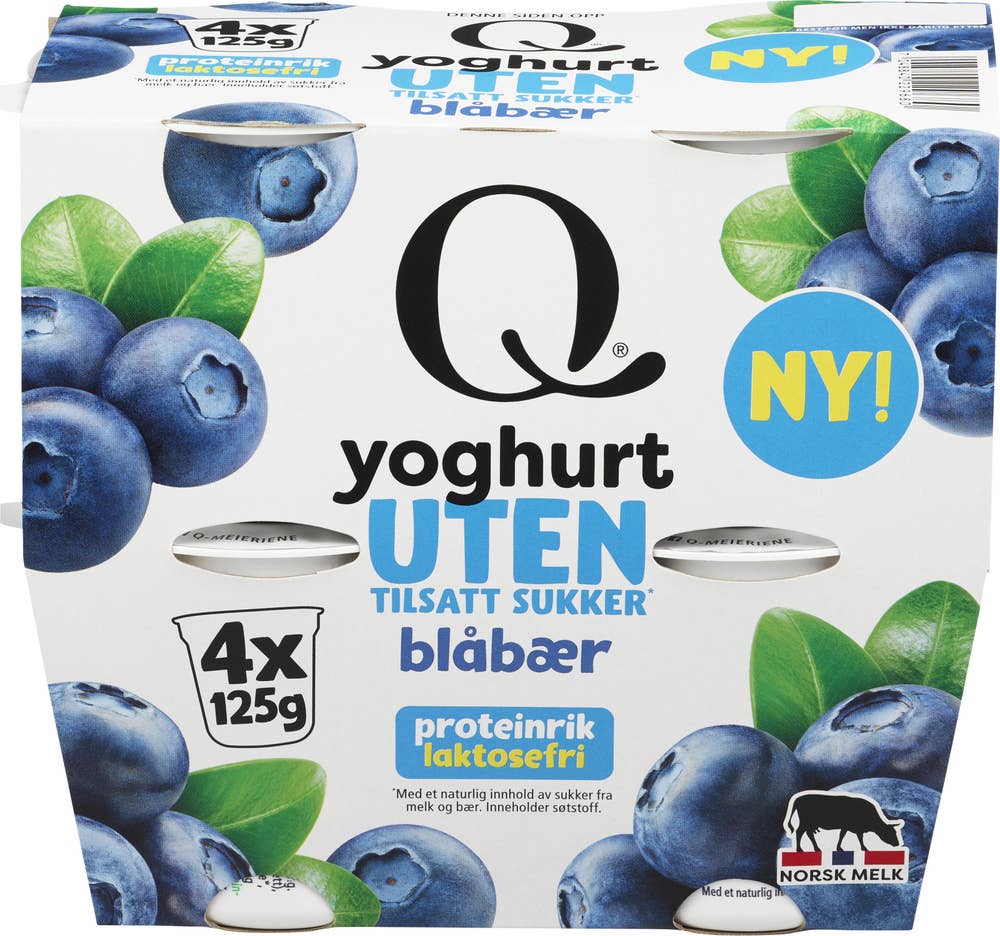 Q Yoghurt blåbær Uten tilsatt sukker, laktosefri