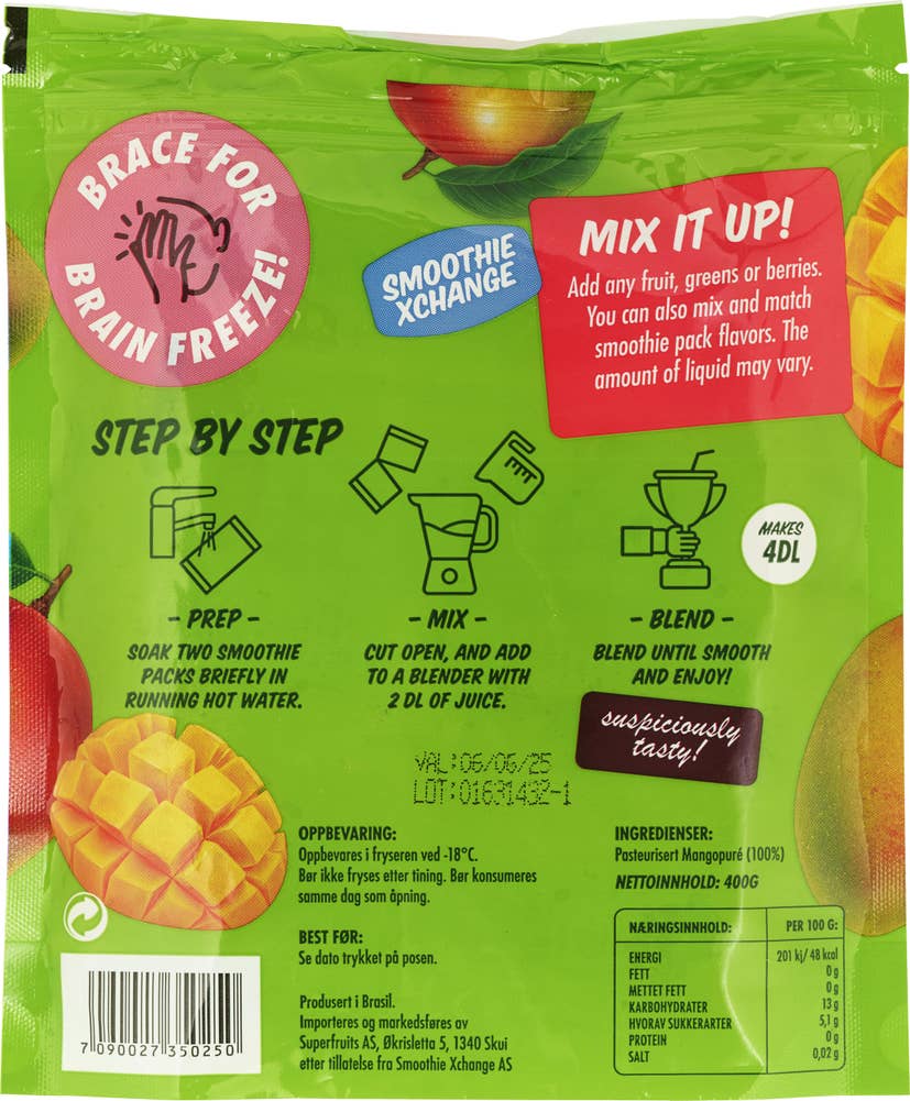 Smoothie Xchange 100% Mango Smoothie pack