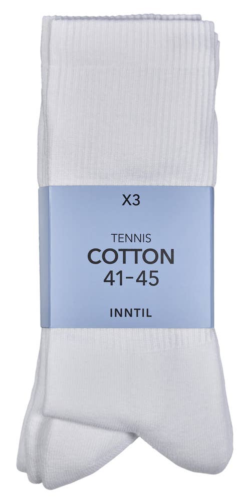 Inntil Tennissokker Hvit, str 41-45, 3 par
