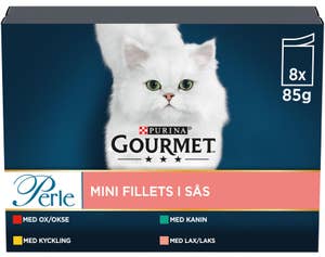 Purina Gourmet Perle Multipack Okse, Kylling, Kanin & Laks, 8x85g