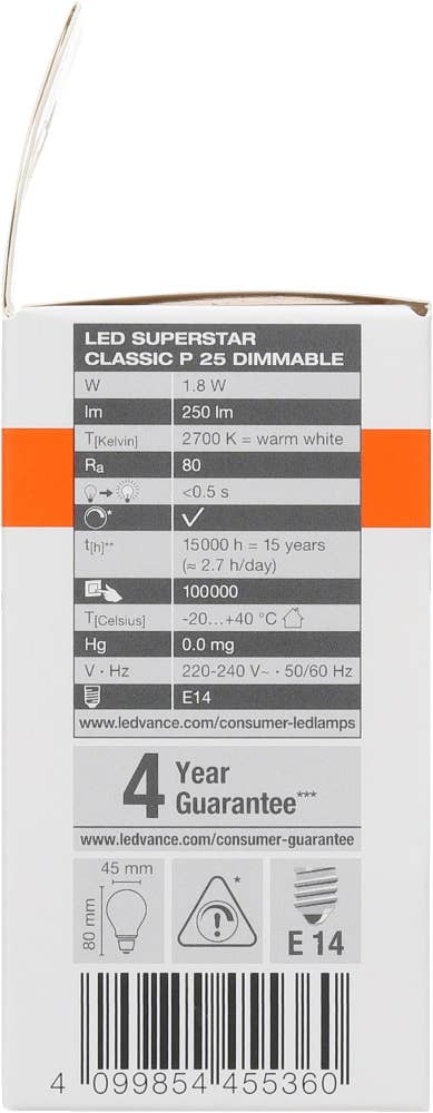 Osram Klar LED-lyspære E14 Dimbar, 25 W, 250 lm